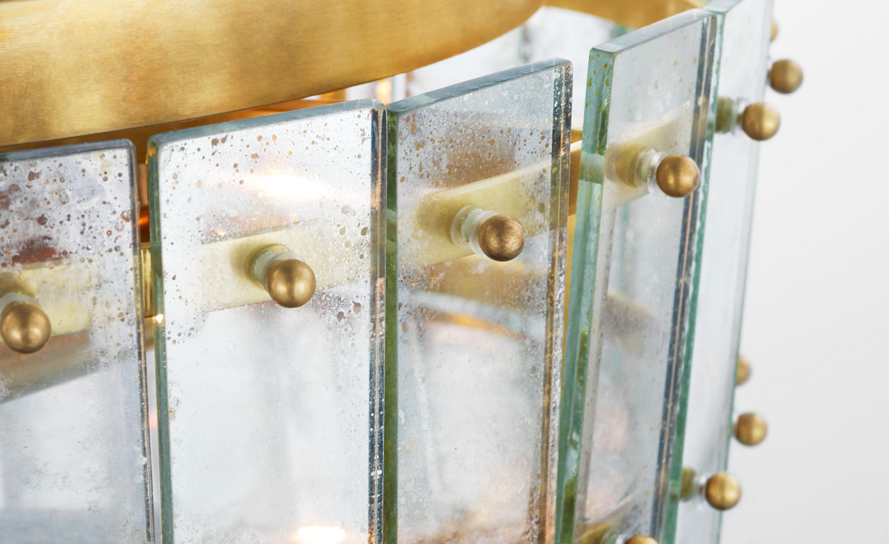 Cadence Medium Single-Tier Flush Mount | Hand-Rubbed Antique Brass | Antique Mirror