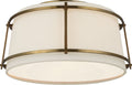 Callaway Small Flush Mount | Hand-Rubbed Antique Brass | Linen Shade and Frosted Acrylic Diffuser