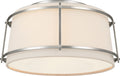Callaway Small Flush Mount | Polished Nickel | Linen Shade and Frosted Acrylic Diffuser
