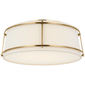 Callaway 18" Flush Mount | Hand-Rubbed Antique Brass | Linen Shade and Frosted Acrylic