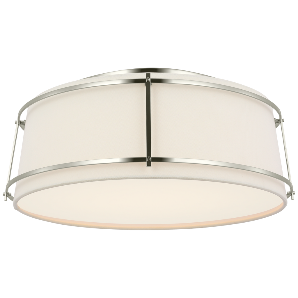 Callaway 18" Flush Mount | Polished Nickel | Linen Shade and Frosted Acrylic