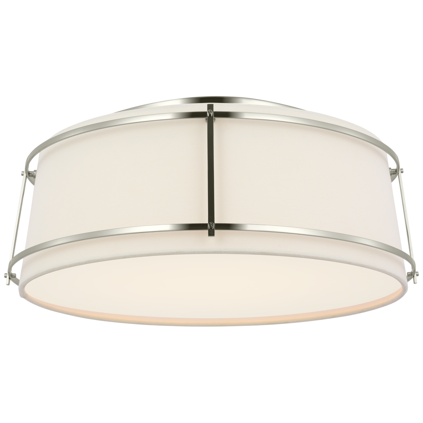 Callaway 18" Flush Mount | Polished Nickel | Linen Shade and Frosted Acrylic