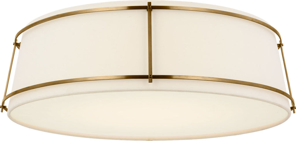 Callaway 22" Flush Mount | Hand-Rubbed Antique Brass | Linen Shade and Frosted Acrylic