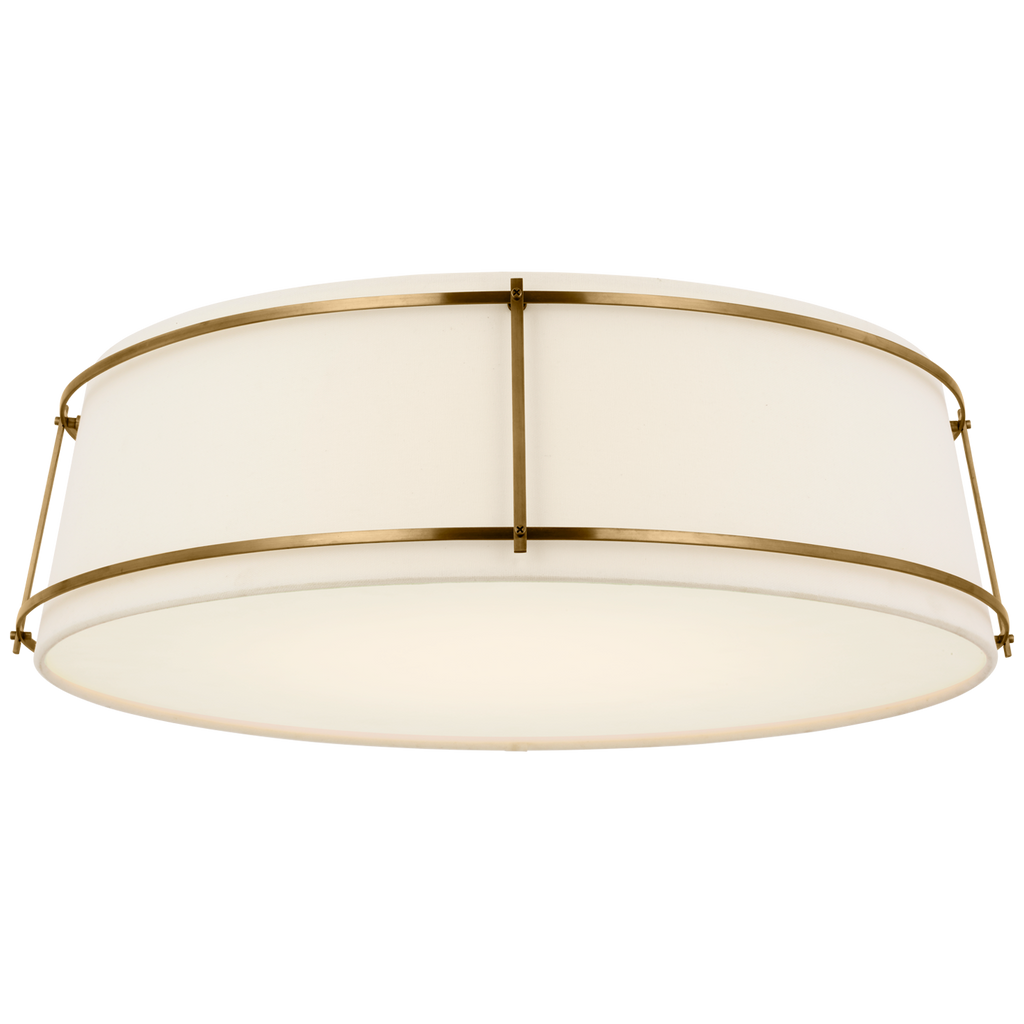 Callaway 22" Flush Mount | Hand-Rubbed Antique Brass | Linen Shade and Frosted Acrylic
