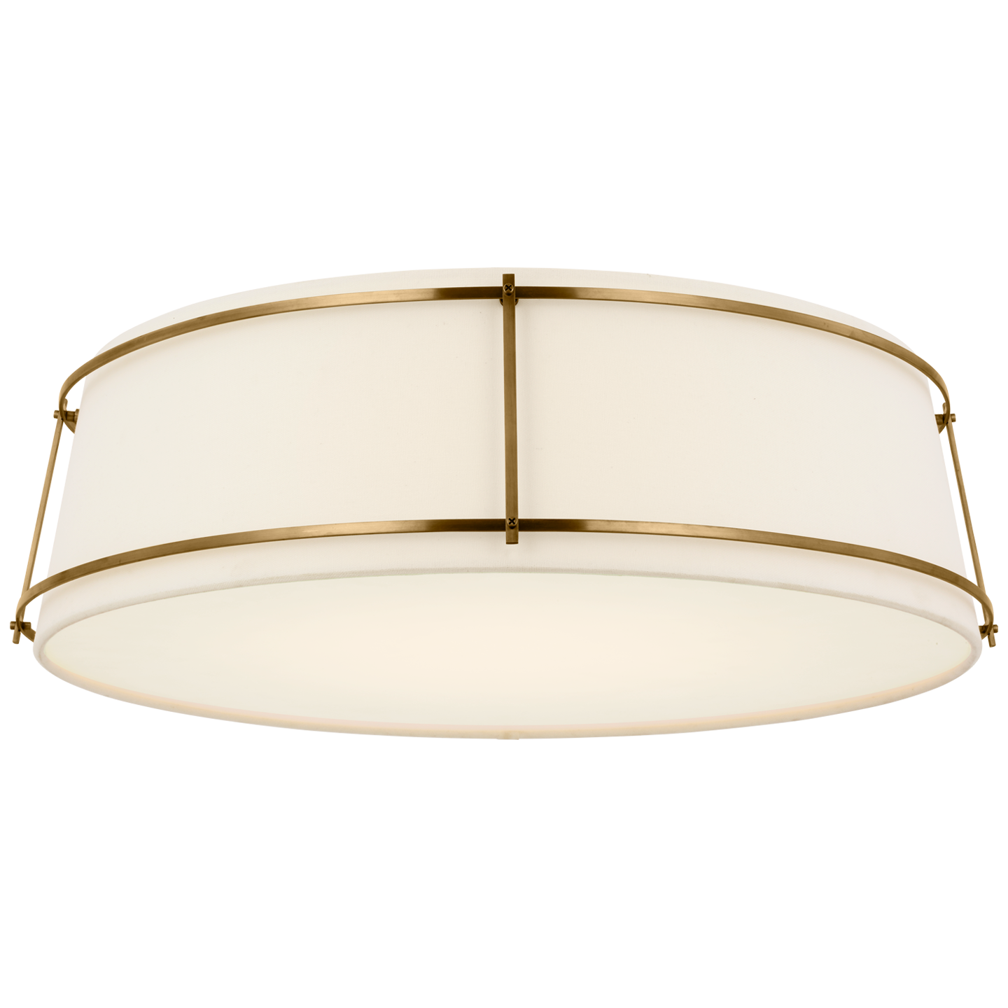 Callaway 22" Flush Mount | Hand-Rubbed Antique Brass | Linen Shade and Frosted Acrylic