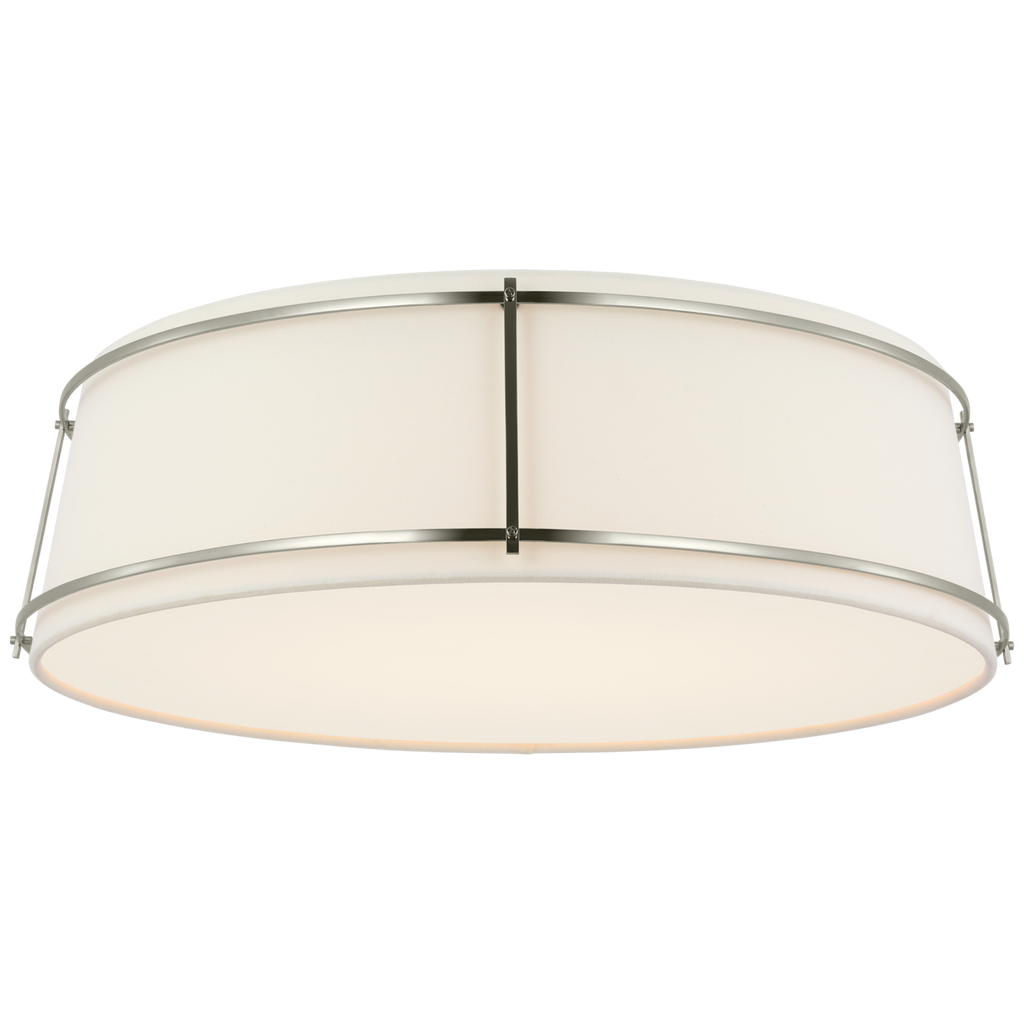 Callaway 22" Flush Mount | Polished Nickel | Linen Shade and Frosted Acrylic