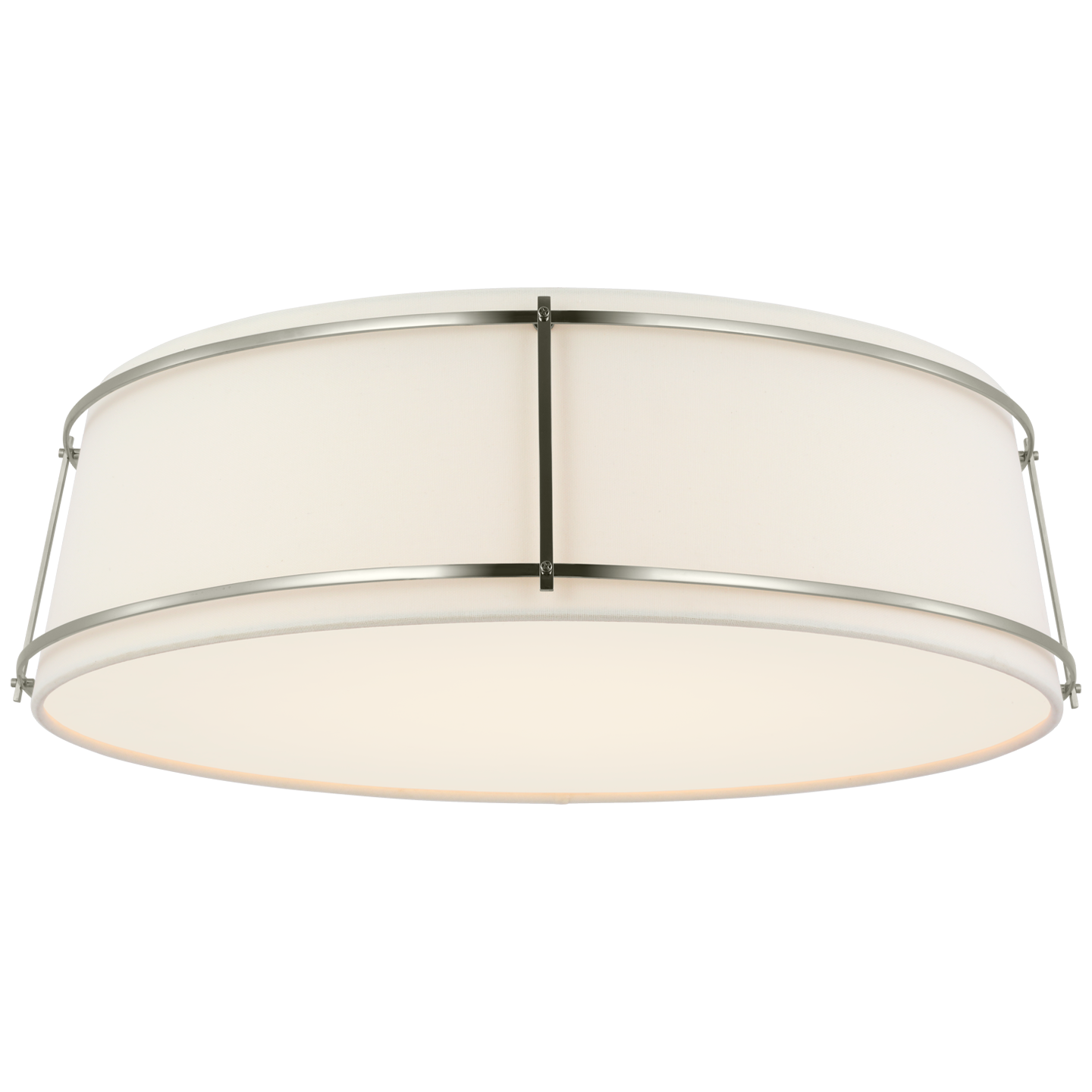 Callaway 22" Flush Mount | Polished Nickel | Linen Shade and Frosted Acrylic
