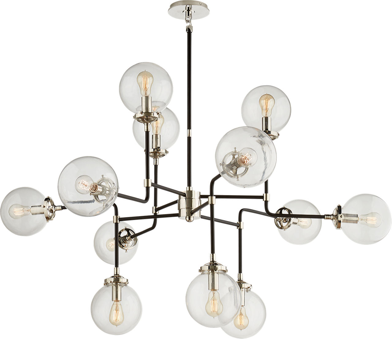 Bistro Medium Chandelier | Polished Nickel | Clear Glass
