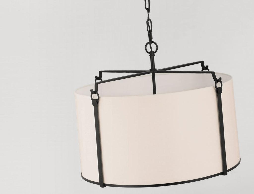 Aspen Large Hanging Shade | Blackened Rust | Linen Shade