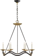 Choros Chandelier | Aged Iron | Hand-Rubbed Antique Brass Accents