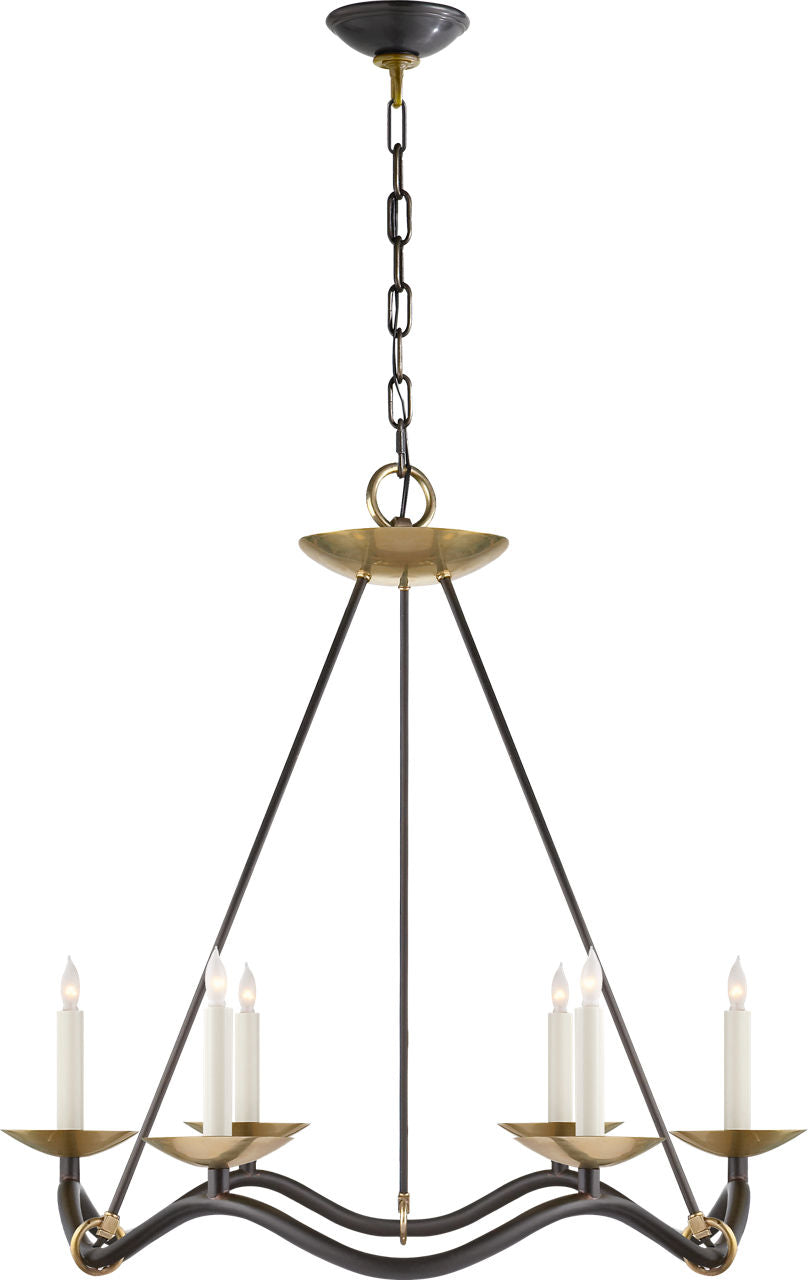 Choros Chandelier | Aged Iron | Hand-Rubbed Antique Brass Accents
