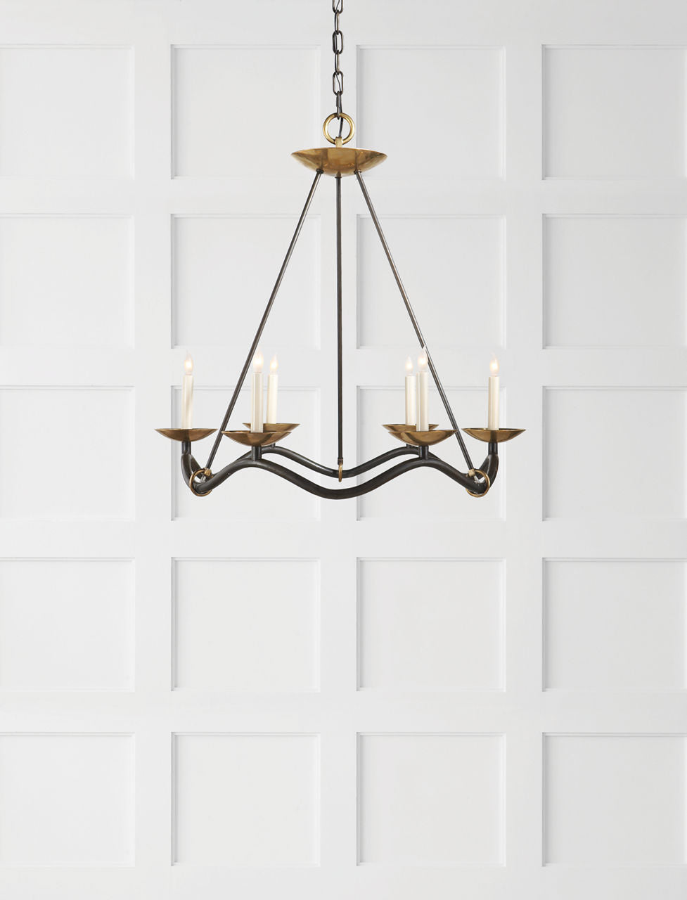 Choros Chandelier | Aged Iron | Hand-Rubbed Antique Brass Accents