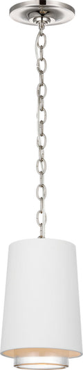 Sydney Narrow Pendant | Polished Nickel | Matte White Shade and Clear Glass