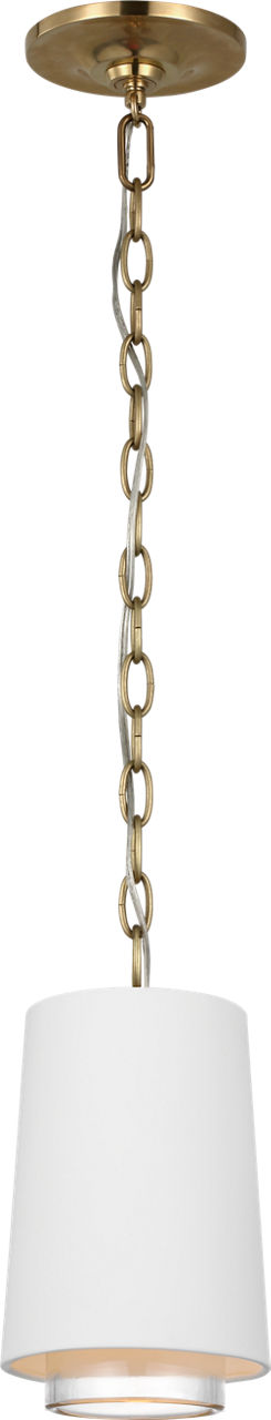 Sydney Narrow Pendant | Soft Brass | Matte White and Clear Glass