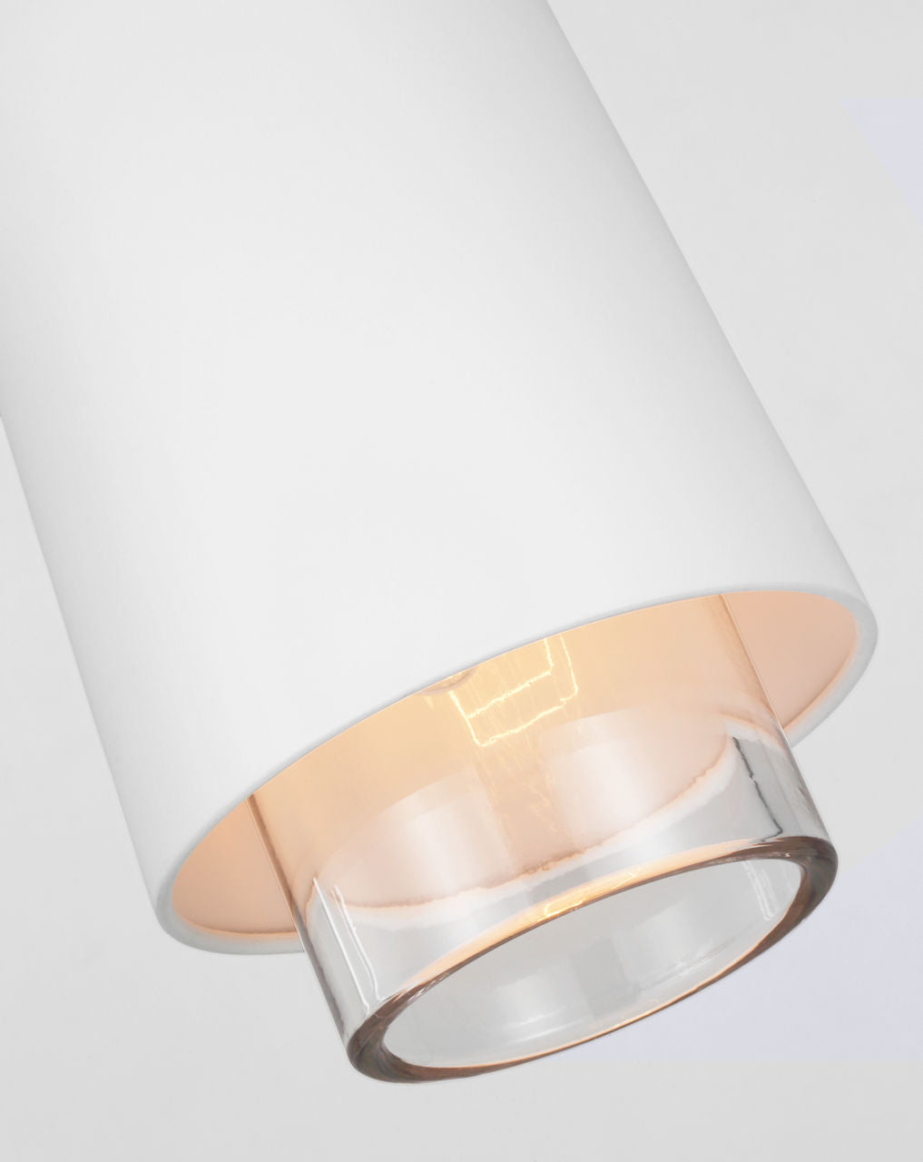 Sydney Narrow Pendant | Soft Brass | Matte White and Clear Glass