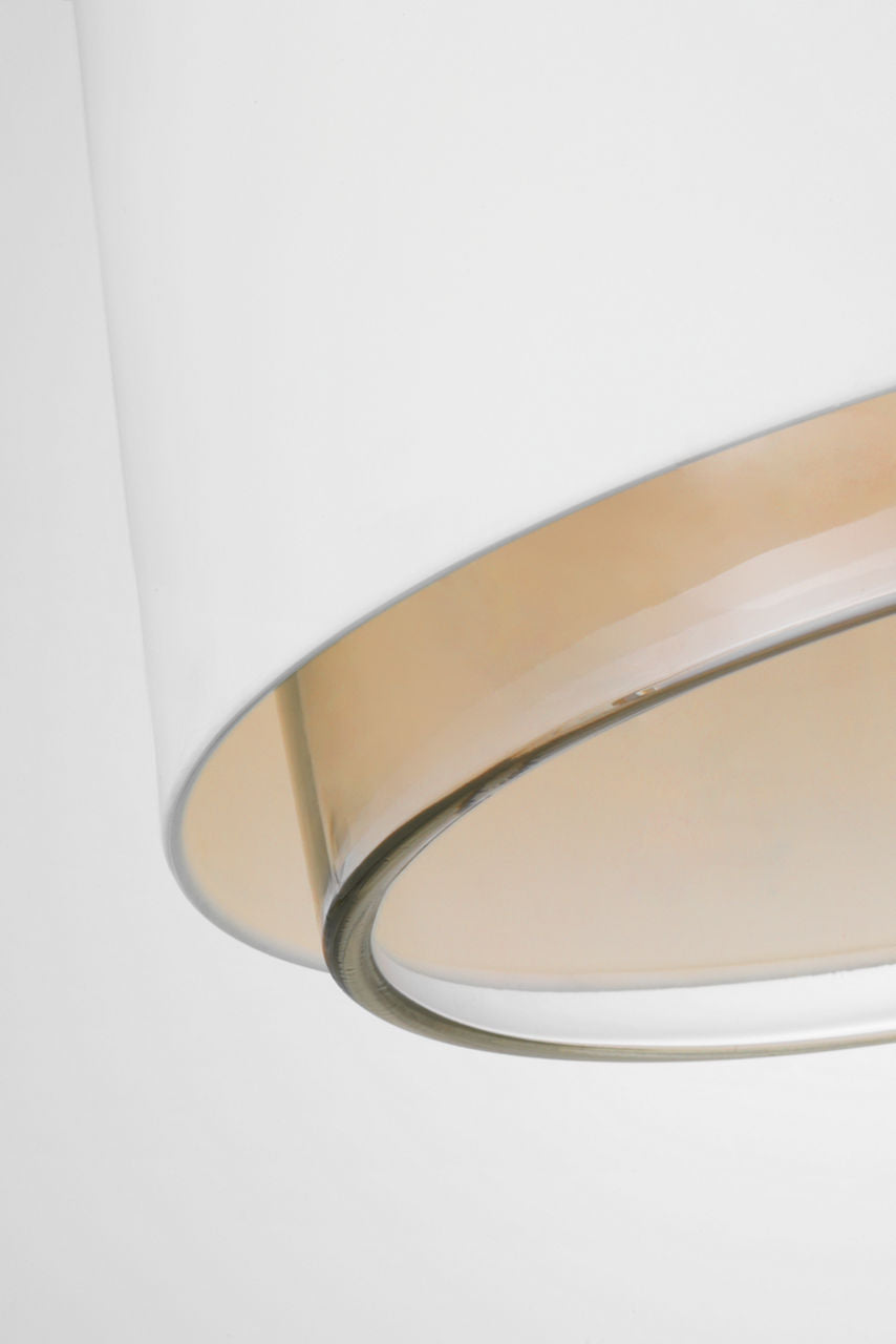 Sydney Narrow Pendant | Soft Brass | Matte White and Clear Glass