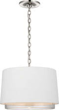 Sydney Small Pendant | Polished Nickel | Matte White Shade and Clear Glass