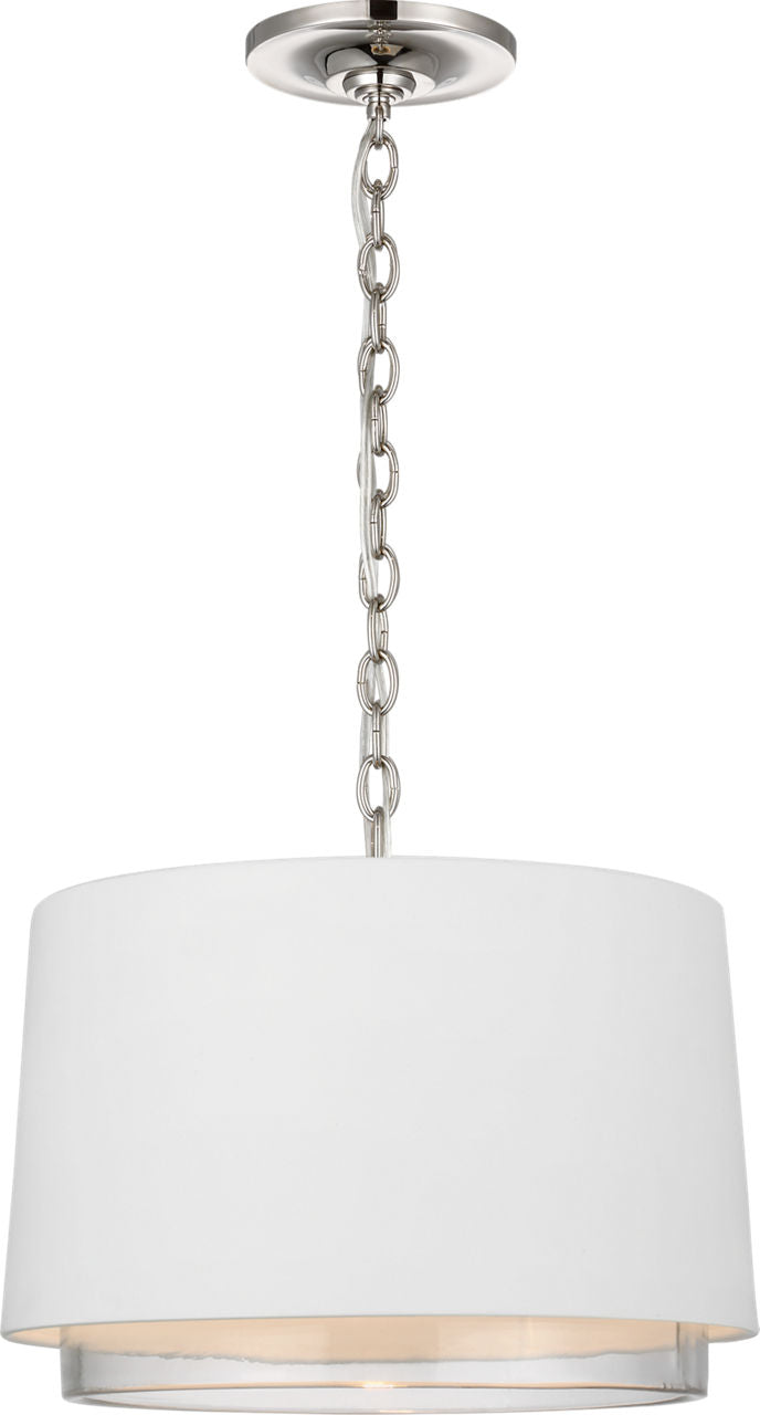 Sydney Small Pendant | Polished Nickel | Matte White Shade and Clear Glass