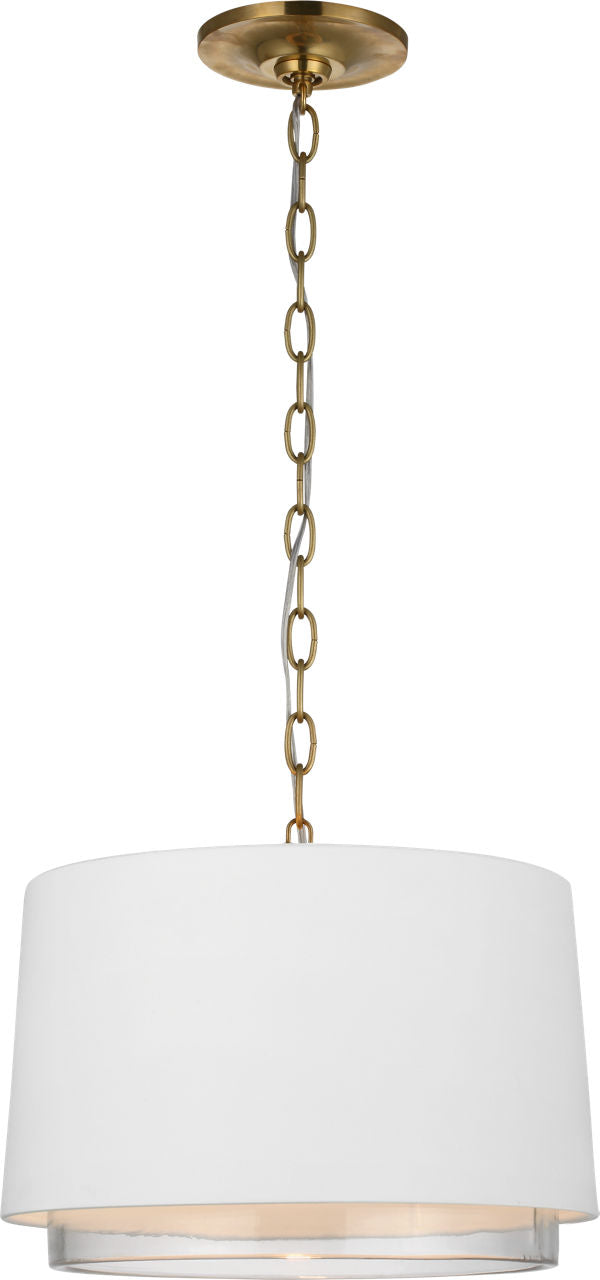 Sydney Small Pendant | Soft Brass | Matte White and Clear Glass