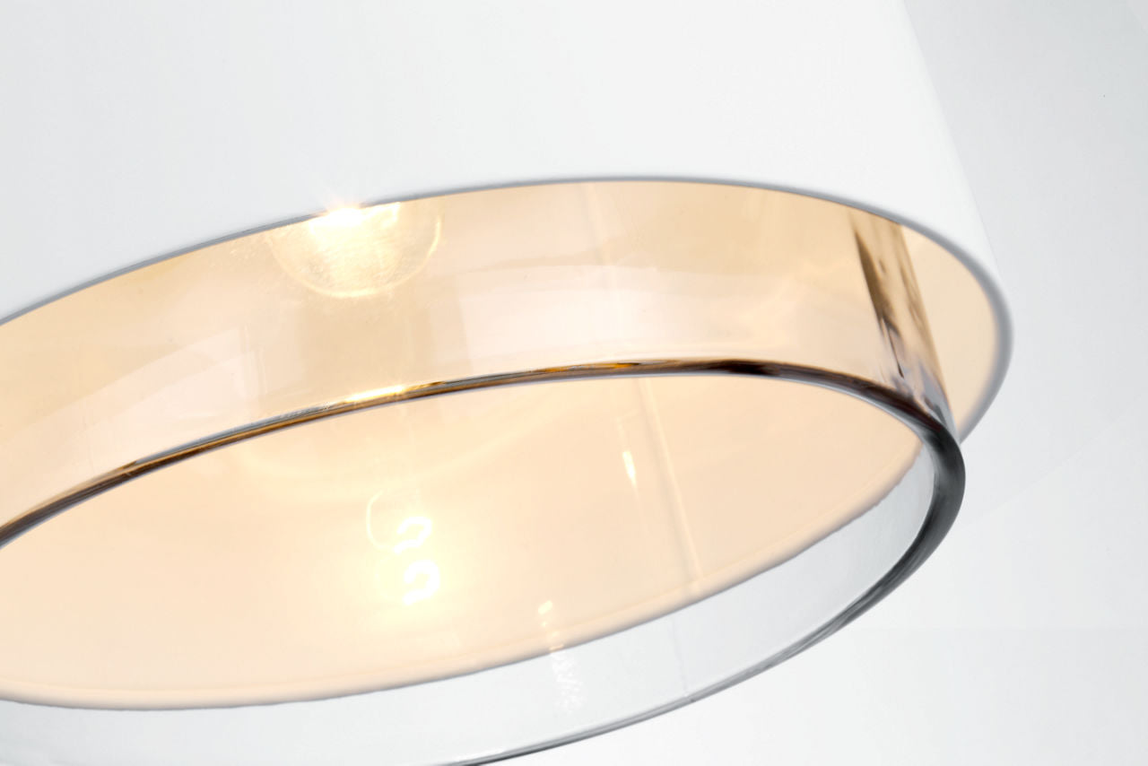 Sydney Small Pendant | Soft Brass | Matte White and Clear Glass