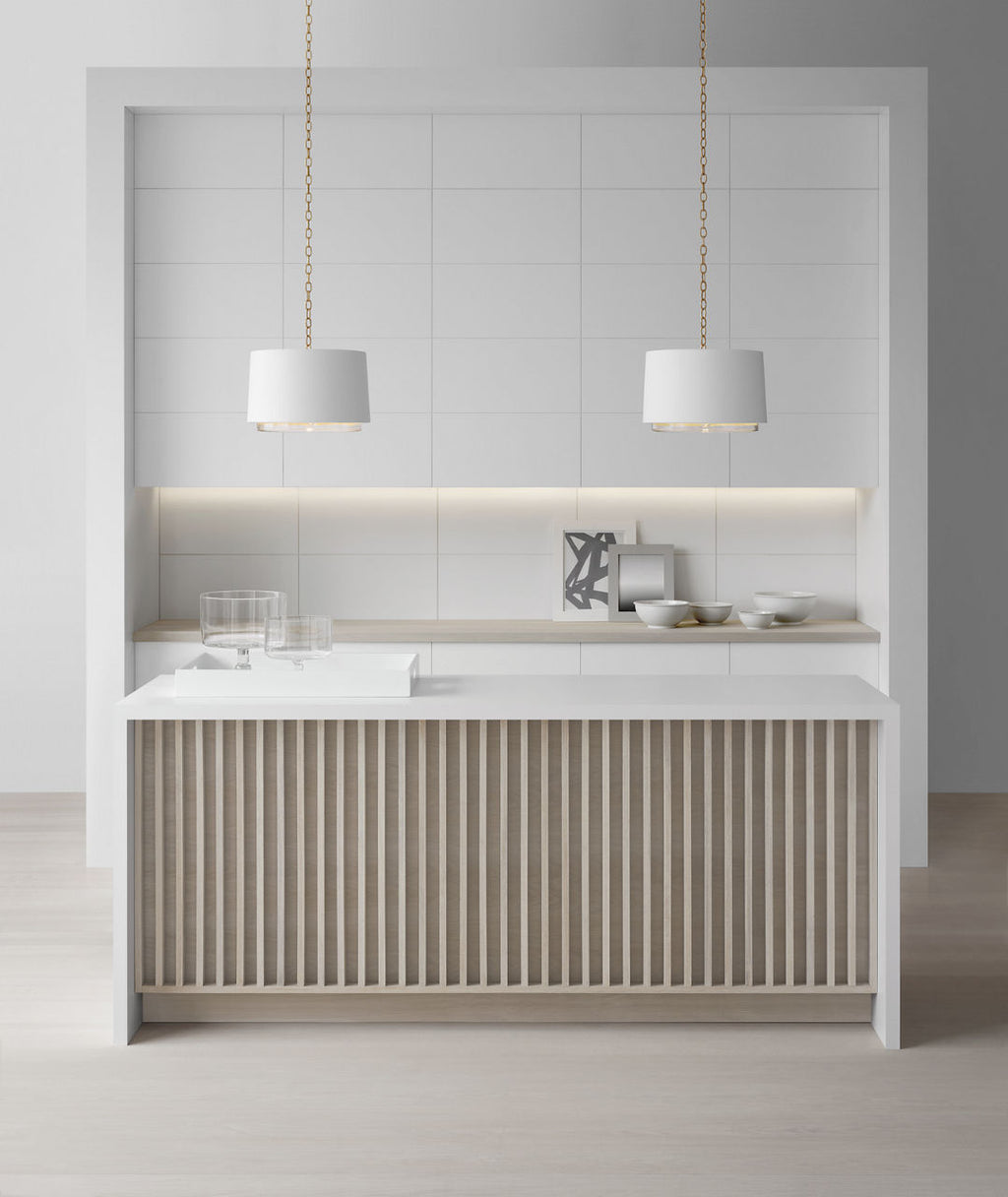 Sydney Small Pendant | Soft Brass | Matte White and Clear Glass