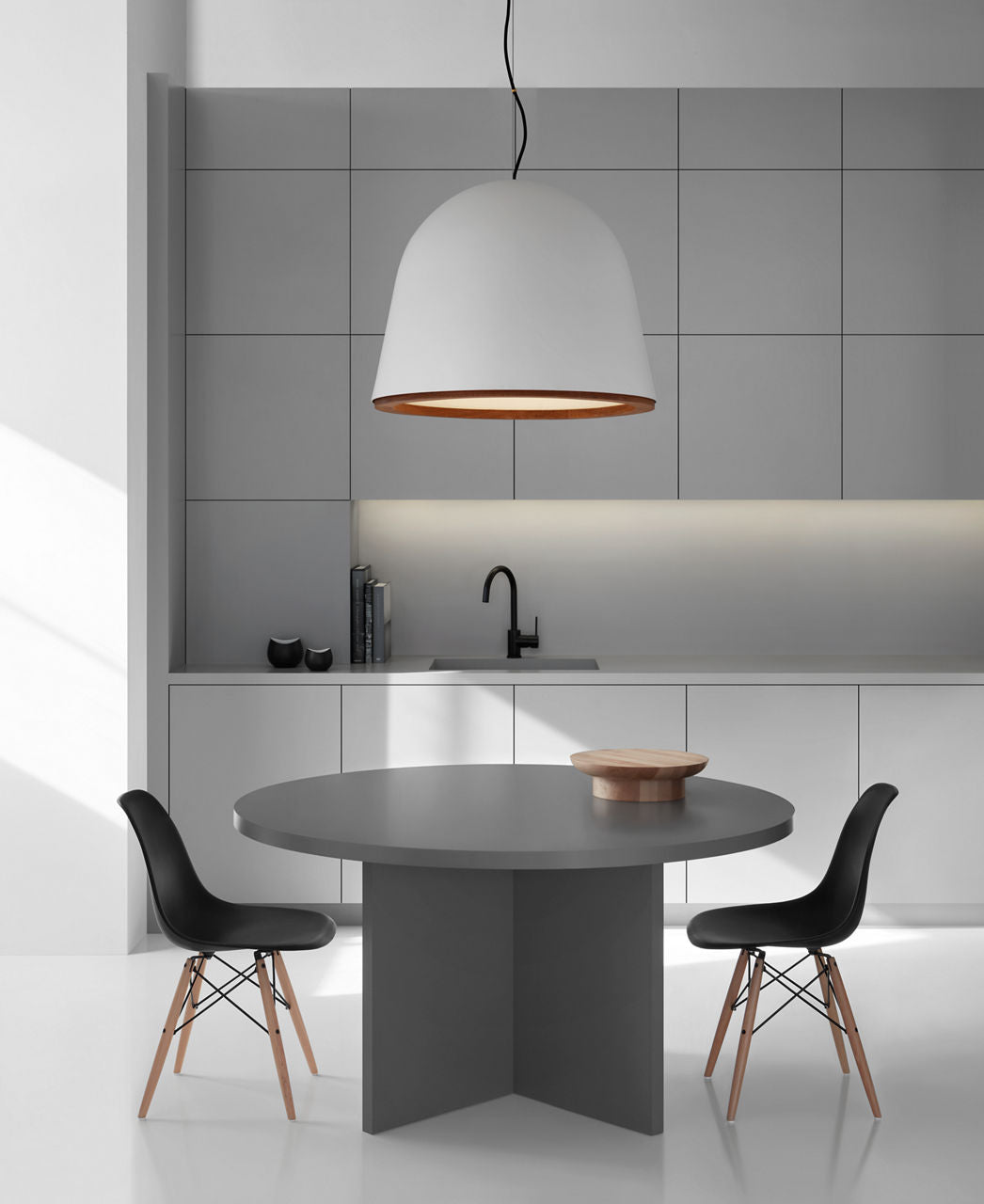 Murphy Large Pendant | Plaster White and Dark Teak