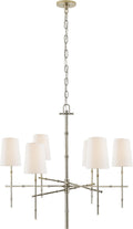 Grenol Medium Modern Bamboo Chandelier | Polished Nickel | Linen Shades