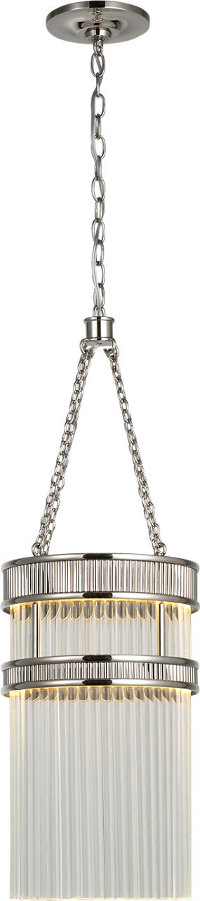 Menil Tall Chandelier | Polished Nickel | Crystal Rods