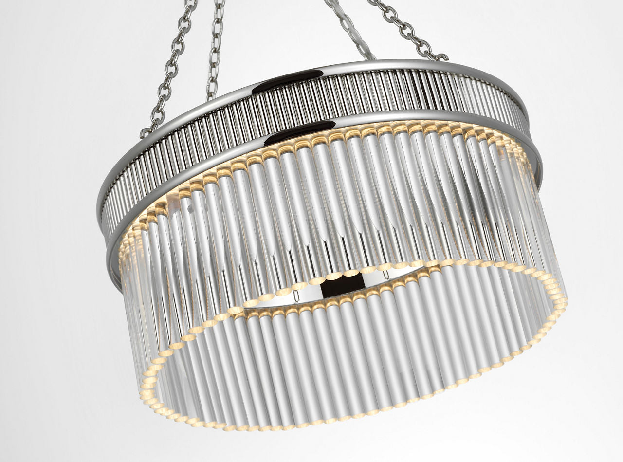 Menil Medium Chandelier | Polished Nickel | Crystal Rods