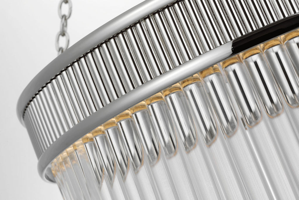 Menil Medium Chandelier | Polished Nickel | Crystal Rods