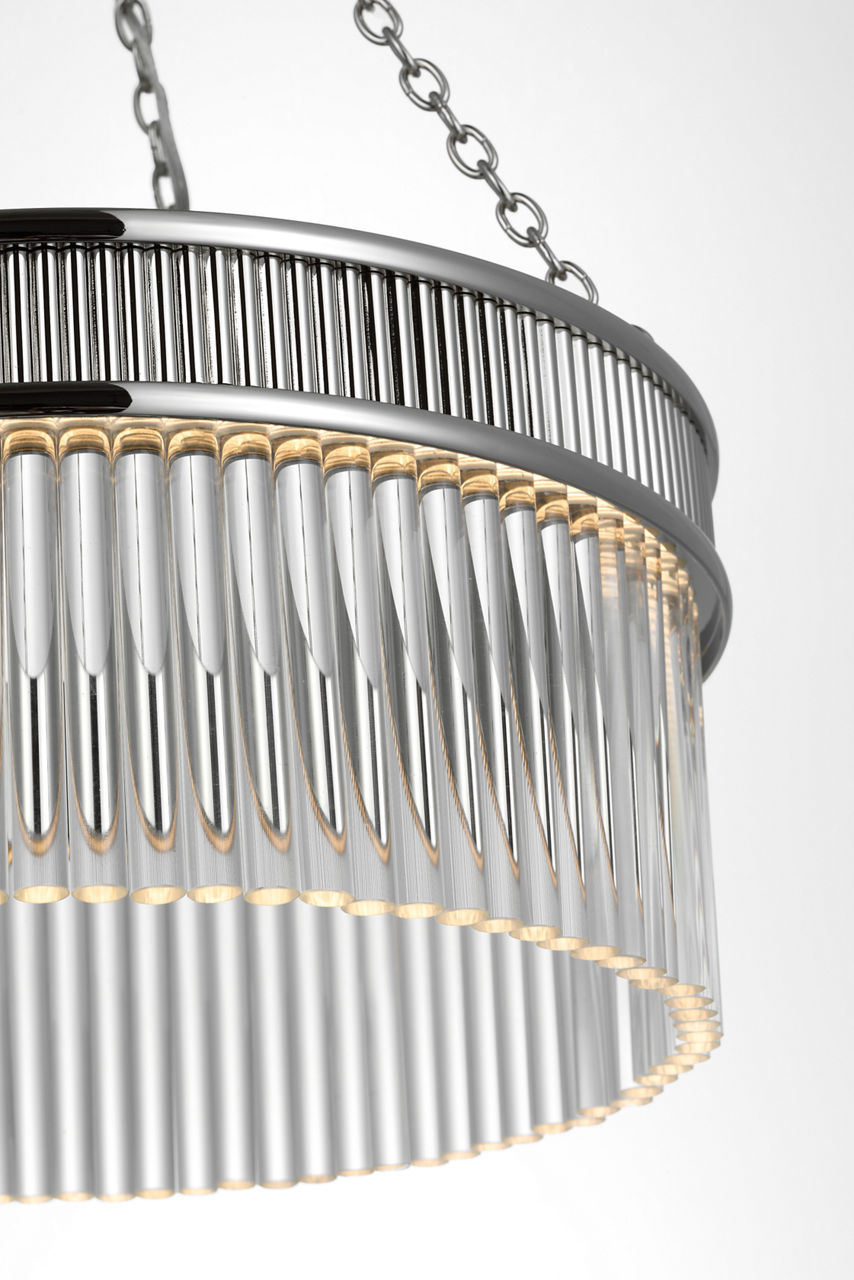 Menil Medium Chandelier | Polished Nickel | Crystal Rods