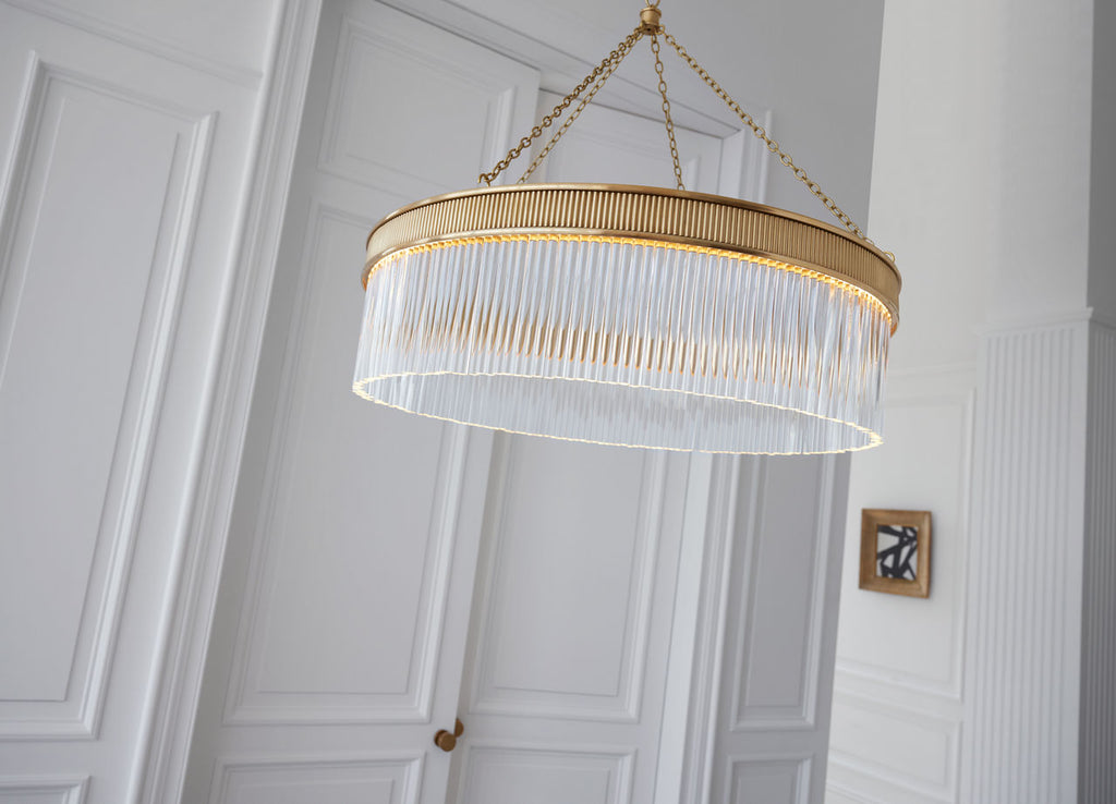 Menil Large Chandelier | Soft Brass | Crystal Rods