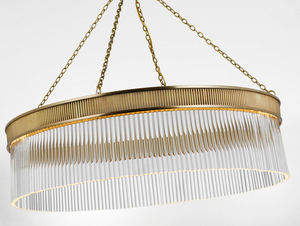 Menil Large Chandelier | Soft Brass | Crystal Rods