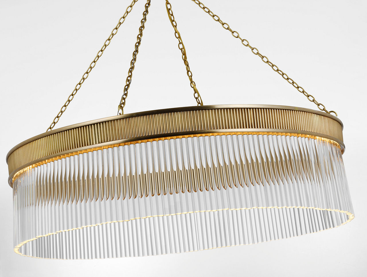 Menil Large Chandelier | Soft Brass | Crystal Rods