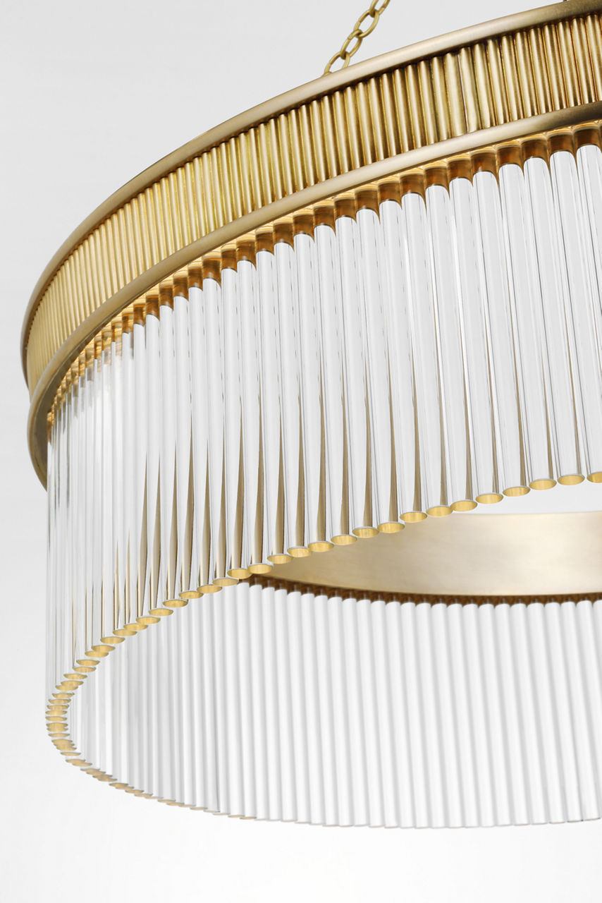 Menil Large Chandelier | Soft Brass | Crystal Rods