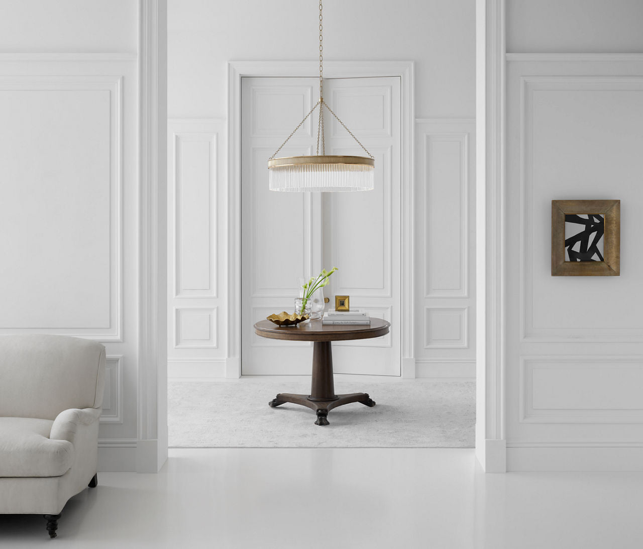 Menil Large Chandelier | Soft Brass | Crystal Rods