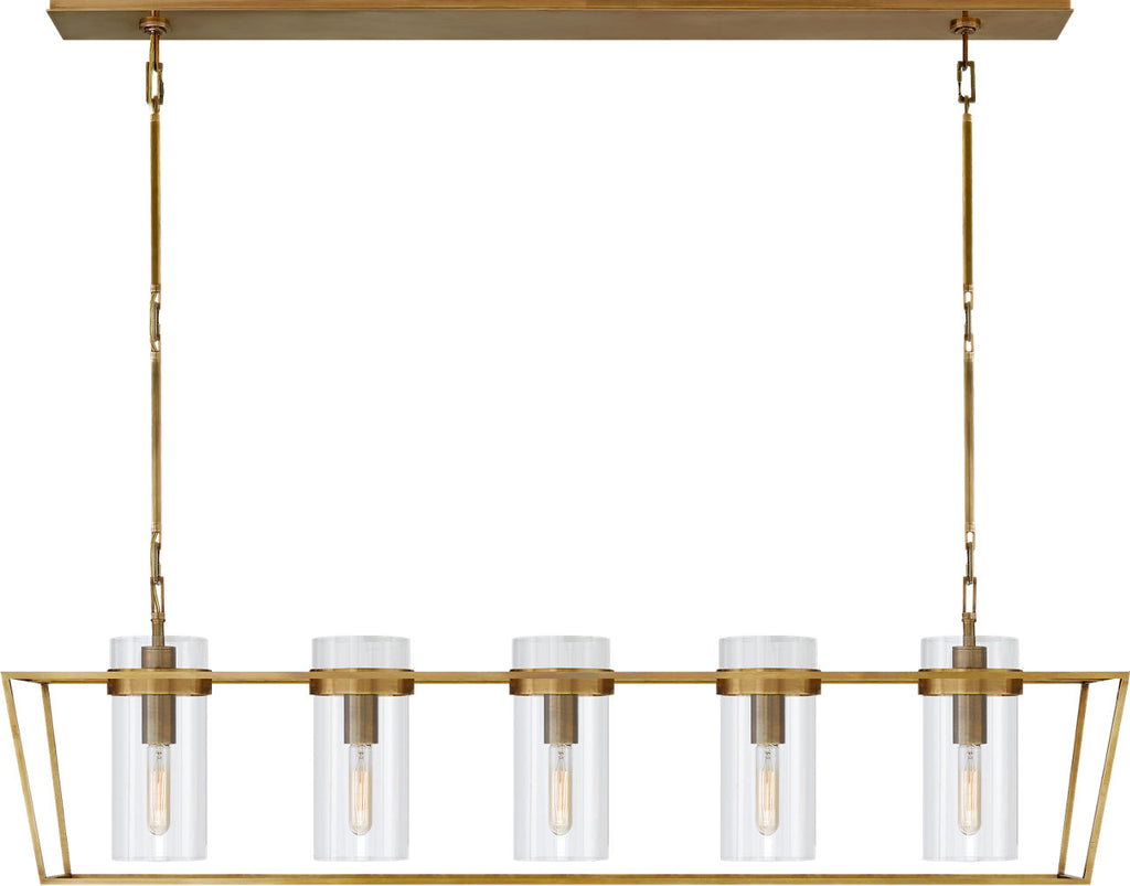 Presidio Large Linear Lantern | Hand-Rubbed Antique Brass | Clear Glass