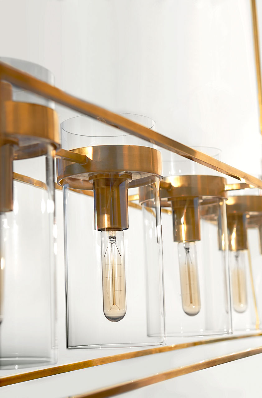 Presidio Large Linear Lantern | Hand-Rubbed Antique Brass | Clear Glass