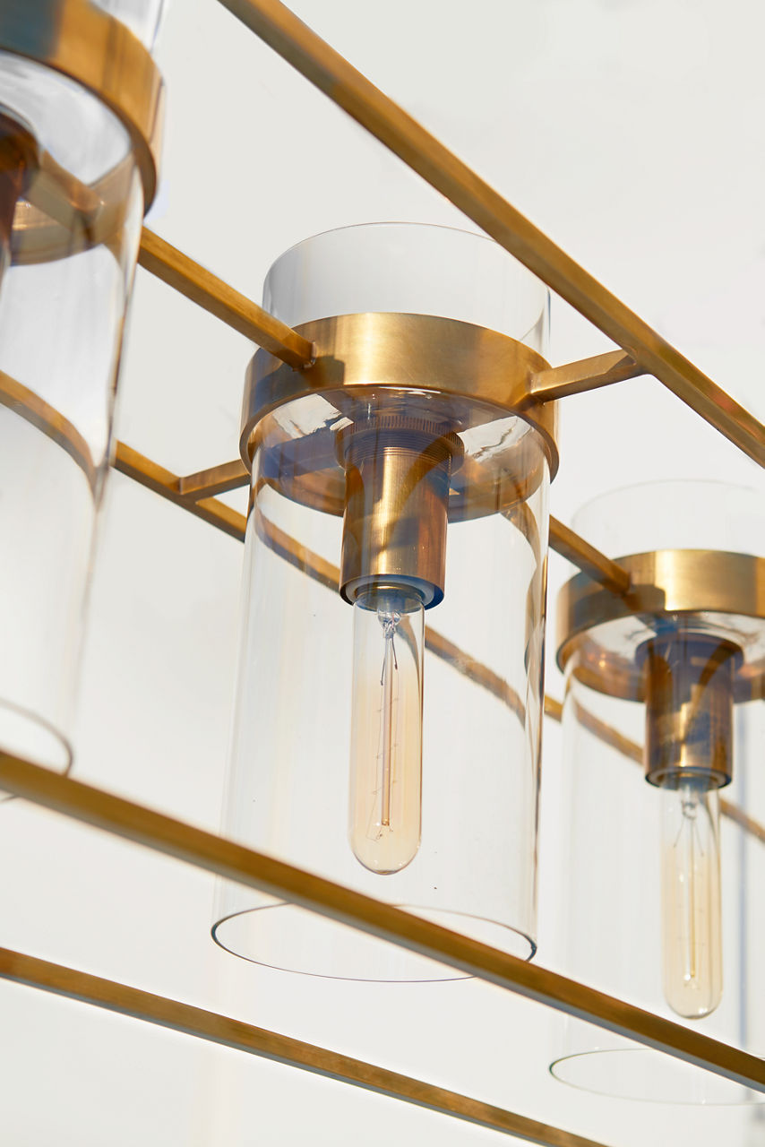 Presidio Large Linear Lantern | Hand-Rubbed Antique Brass | Clear Glass