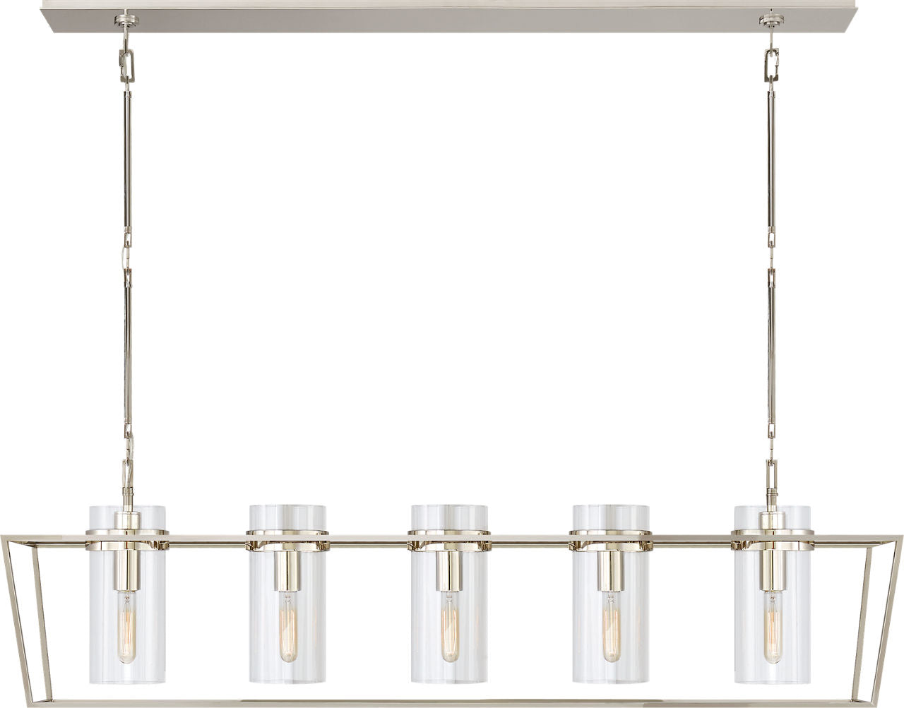 Presidio Large Linear Lantern | Polished Nickel | Clear Glass