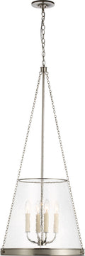 Reese 18" Pendant | Polished Nickel | Clear Restoration Glass