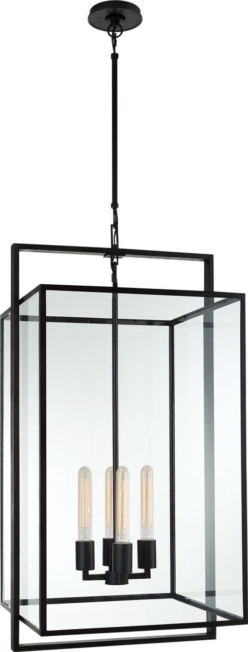 Halle Medium Lantern | Aged Iron | Clear Glass