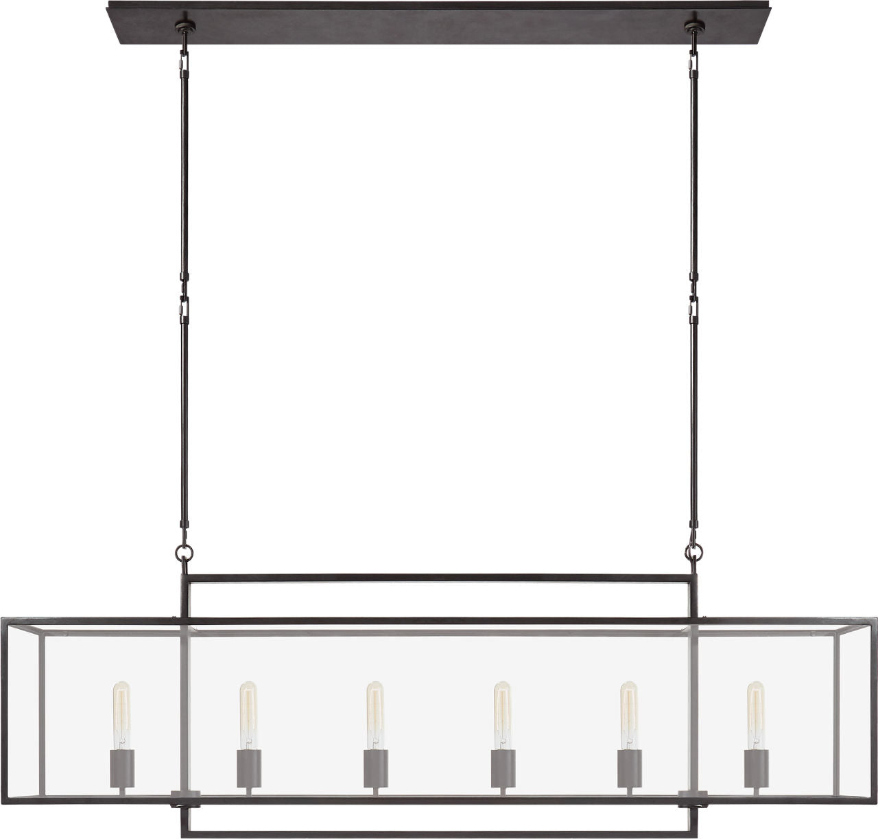 Halle Large Linear Pendant | Aged Iron | Clear Glass