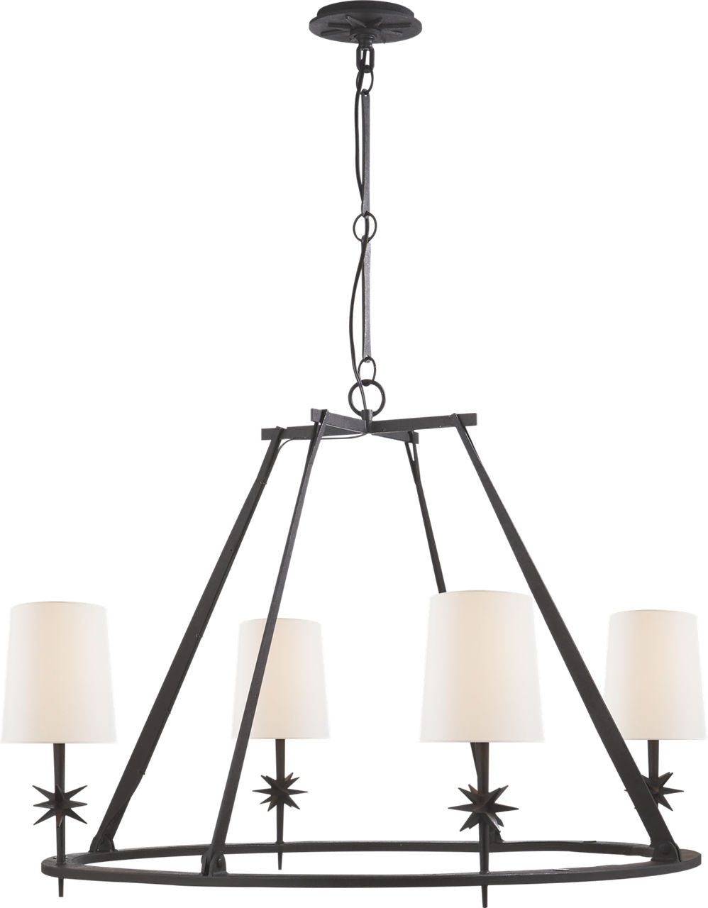 Etoile Round Chandelier | Black Rust | Linen Shades