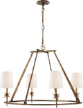 Etoile Round Chandelier | Gilded Iron | Linen Shades