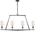 Etoile Linear Chandelier | Black Rust | Linen Shades
