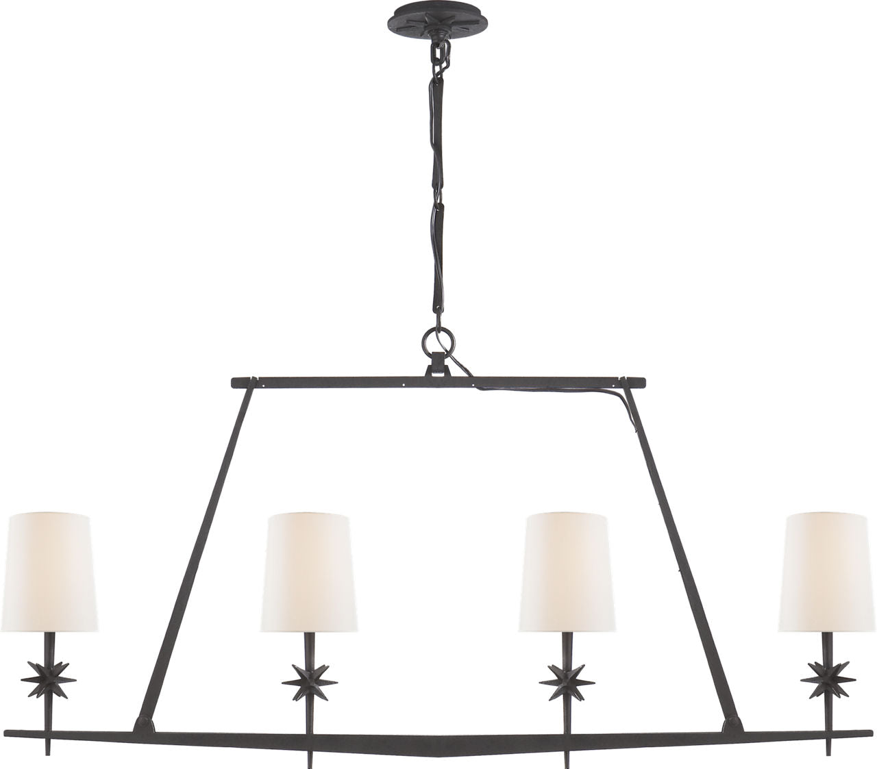 Etoile Linear Chandelier | Black Rust | Linen Shades