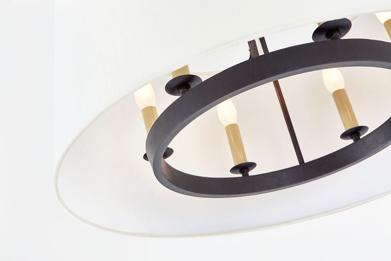 Dauphine Large Hanging Shade | Aged Iron | Linen Shade