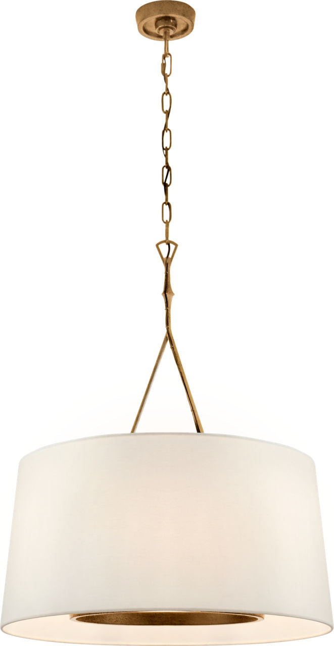 Dauphine Large Hanging Shade | Gilded Iron | Linen Shade