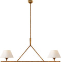 Cesta Large Linear Chandelier | Gilded Iron | Linen Shades